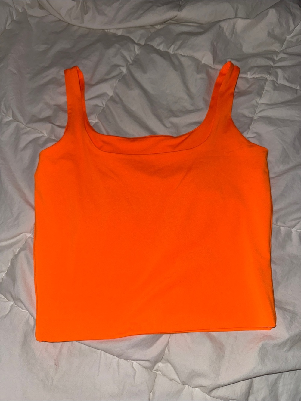 Neon Orange Scoop Neck Tank Top - Women